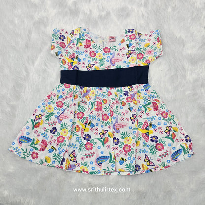 Fancy Cotton Printed Baby Frock – Back Open Button Type | 6 Months to 2 Years | Sri Thulir Tex