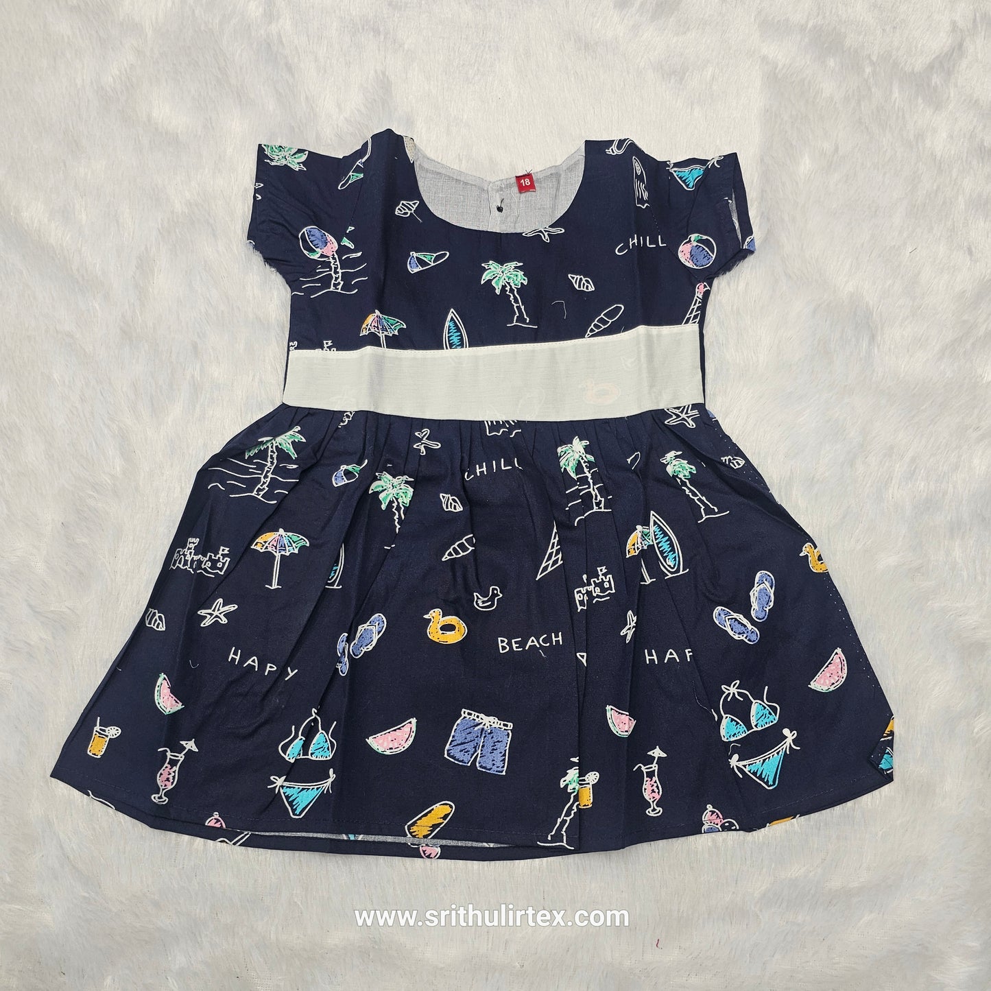 Fancy Cotton Printed Baby Frock – Back Open Button Type | 6 Months to 2 Years | Sri Thulir Tex
