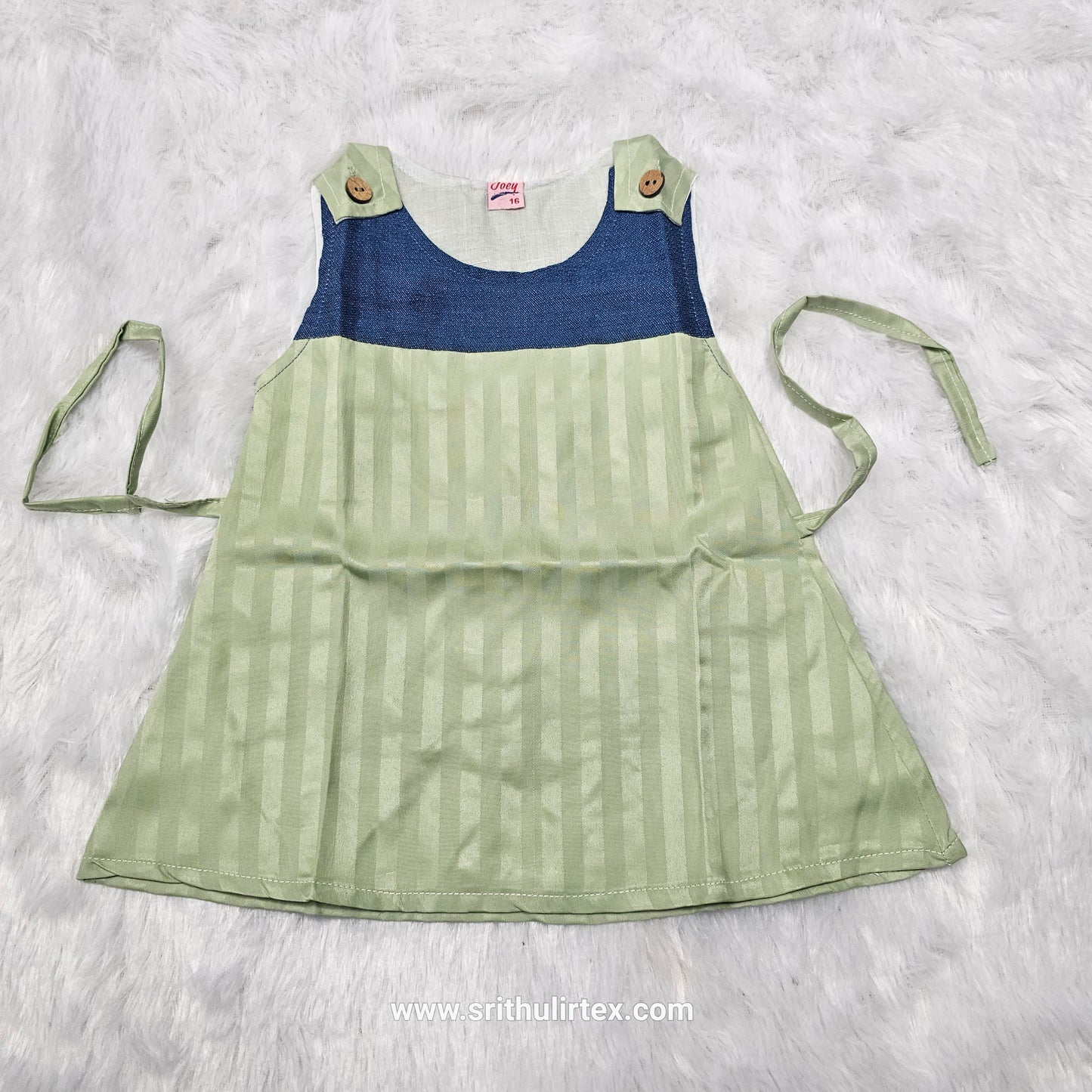 Fancy Fabric Baby Frock – Button Type with Adjustable Rope | 3 Months to 1 Year | Sri Thulir Tex