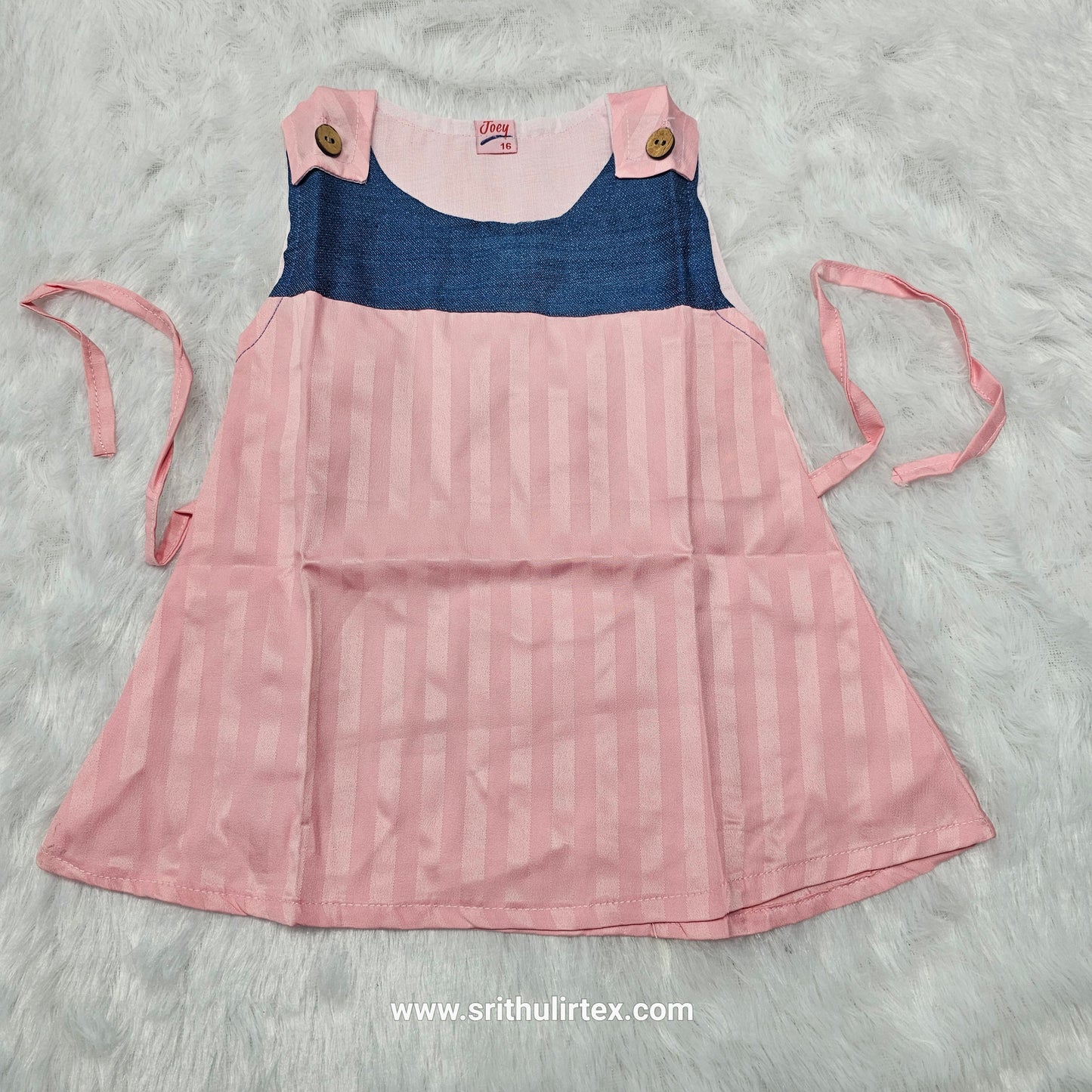 Fancy Fabric Baby Frock – Button Type with Adjustable Rope | 3 Months to 1 Year | Sri Thulir Tex