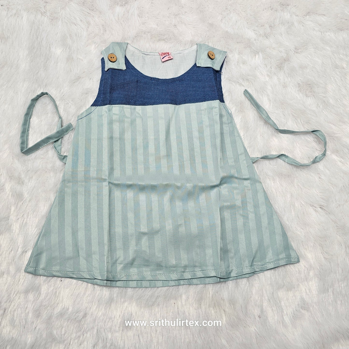 Fancy Fabric Baby Frock – Button Type with Adjustable Rope | 3 Months to 1 Year | Sri Thulir Tex