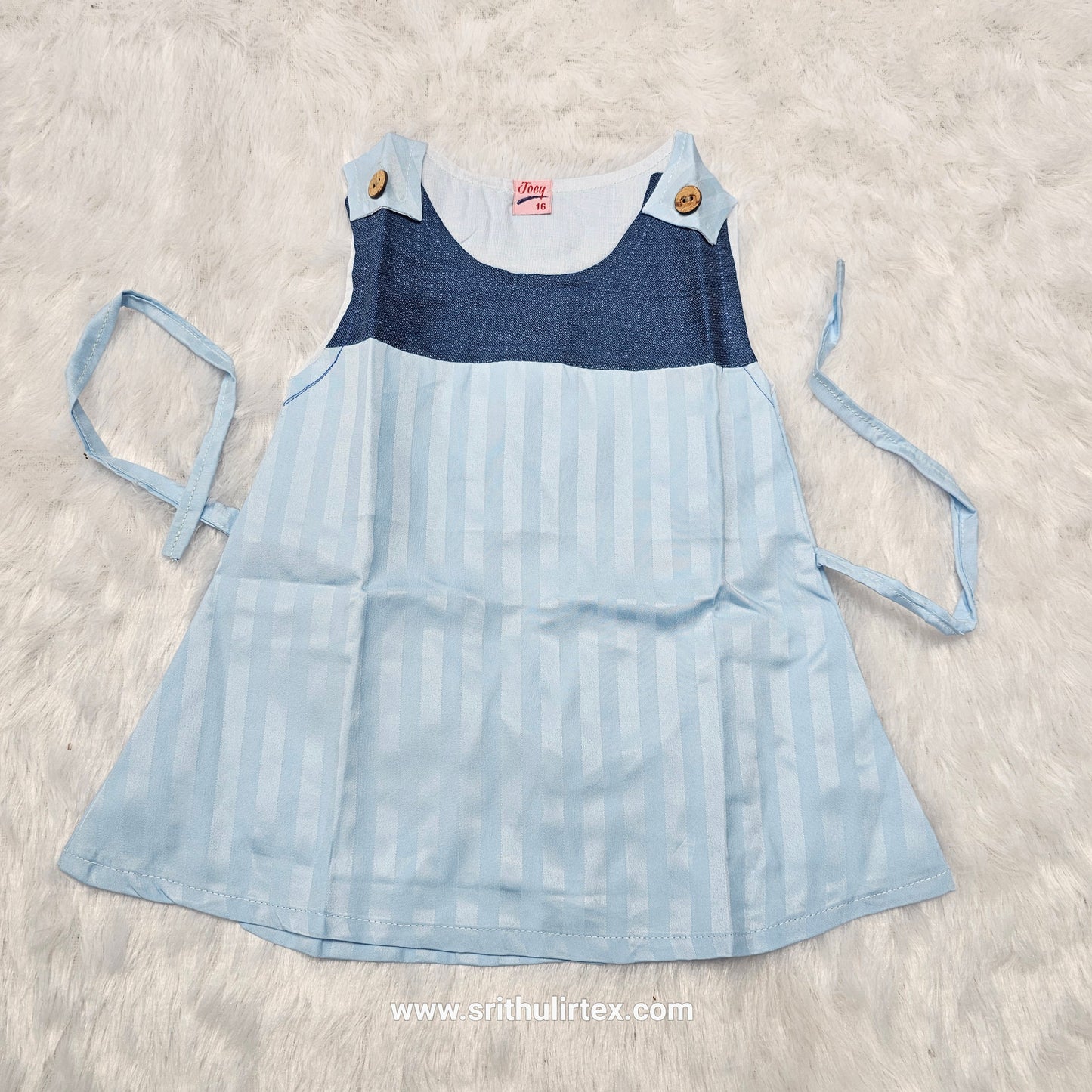 Fancy Fabric Baby Frock – Button Type with Adjustable Rope | 3 Months to 1 Year | Sri Thulir Tex