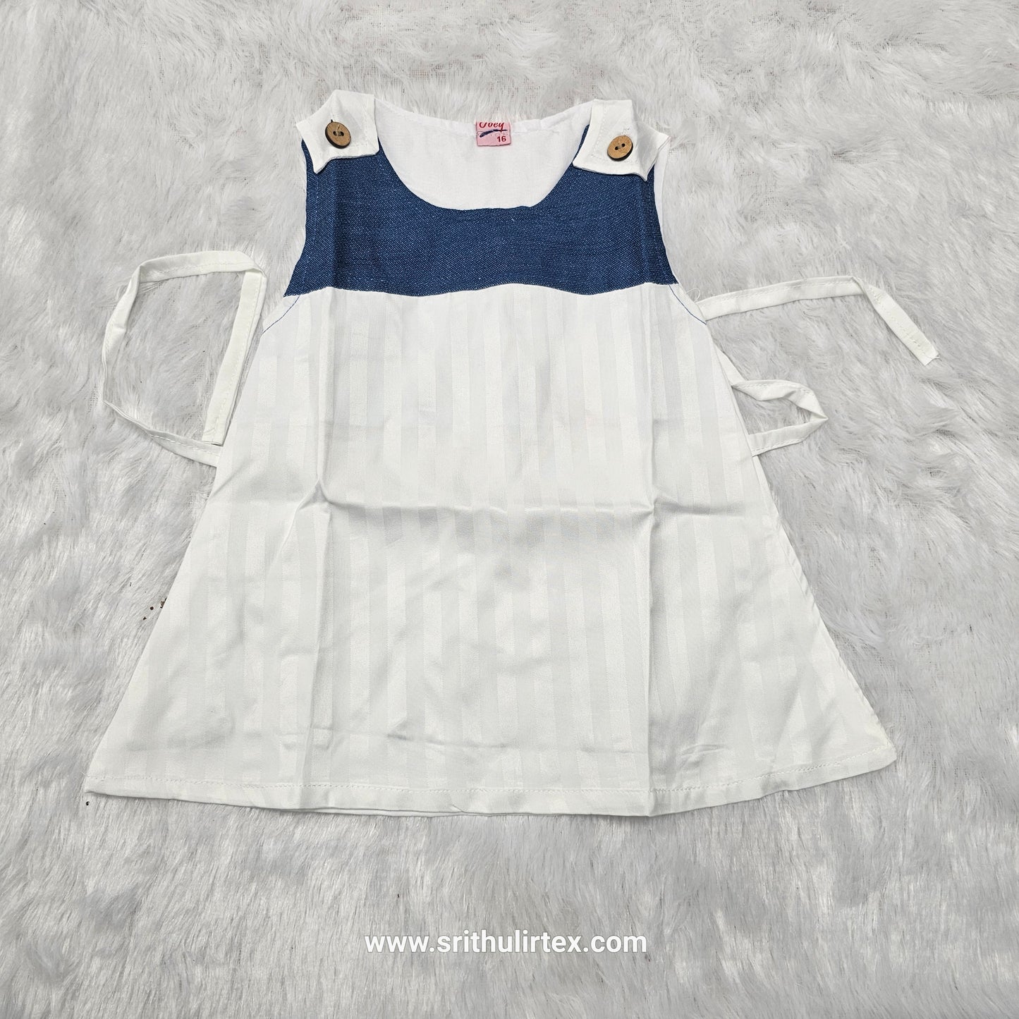 Fancy Fabric Baby Frock – Button Type with Adjustable Rope | 3 Months to 1 Year | Sri Thulir Tex