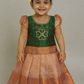 Green and lavender silk pattu pavadai for girls with designer stone work blouse and zari border skirt – Sri Thulir Tex