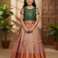 Green and lavender silk pattu pavadai for girls with designer stone work blouse and zari border skirt – Sri Thulir Tex
