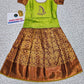 Green and maroon kids pattu pavadai set with puff sleeves and bridal silk skirt by Sri Thulir Tex