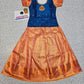 Kids Blue and Orange Pattu Pavadai Set with Semi Silk Top and Bridal Silk Skirt – Traditional South Indian Dress