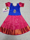Kids pattu pavadai with blue semi silk top and pink bridal silk skirt – Sri Thulir Tex