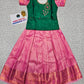 Kids Pattu Pavadai Set in Green Top and Pink Silk Skirt – Traditional South Indian Dress