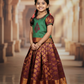 Kids green top and maroon bridal silk pattu pavadai set – Sri Thulir Tex