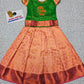 Kids pattu pavadai with green top and peach bridal silk skirt – Sri Thulir Tex