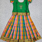 Kids green top with pink teal orange Palum Palam checked skirt pattu pavadai – Sri Thulir Tex