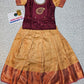 Kids maroon stone work blouse with gold silk pattu pavadai set by Sri Thulir Tex