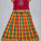 Kids maroon top with traditional Palum Palam checked skirt pattu pavadai set – Sri Thulir Tex