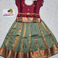 Kids maroon semi silk top with olive green emboss skirt pattu pavadai – Sri Thulir Tex
