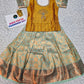 Kids pattu pavadai set with mustard yellow top and aqua bridsl silk skirt from Sri Thulir Tex