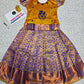 Kids pattu pavadai set with mustard yellow top and purple bridal silk skirt from Sri Thulir Tex