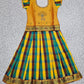 Kids mustard yellow top with brown teal yellow Palum Palam checked skirt pattu pavadai – Sri Thulir Tex