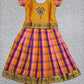 Kids mustard yellow top with pink orange purple Palum Palam checked skirt pattu pavadai – Sri Thulir Tex