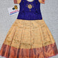 Kids navy blue and golden pattu pavadai set with puff sleeves and zari woven silk skirt – Sri Thulir Tex