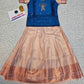 Kids Navy Blue Top with Peach Bridal Silk Pattu Pavadai Set