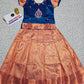 Kids navy blue top with pink bridal silk skirt pattu pavadai set by Sri Thulir Tex