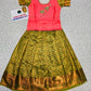 Kids Pink Top with Green Bridal Silk Pattu Pavadai Set