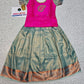 Kids Pink and Teal Pattu Pavadai Set with Semi Silk Top and Bridal Silk Skirt – Traditional South Indian Dress