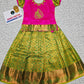 Kids pink top and green bridal silk pattu pavadai set – Sri Thulir Tex