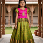 Kids pink top and green bridal silk pattu pavadai set – Sri Thulir Tex