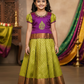Kids pattu pavadai with pink top and green bridal silk skirt – Sri Thulir Tex