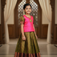 Kids Pattu Pavadai Set with Pink Semi Silk Top and Green Bridal Silk Skirt – Sri Thulir Tex