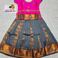 Kids Pattu Pavadai set with pink top and grey zari woven skirt from Sri Thulir Tex.