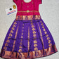 Kids pink semi silk top with purple emboss skirt pattu pavadai – Sri Thulir Tex