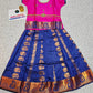 Kids Pattu Pavadai set with pink top and royal blue zari embroidered skirt from Sri Thulir Tex.