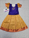Kids Purple and Mustard Pattu Pavadai Set – Semi Silk Top and Bridal Silk Skirt with Stone Work