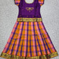 Kids purple top with orange pink purple Palum Palam checked skirt pattu pavadai – Sri Thulir Tex
