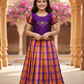 Kids purple top with orange pink purple Palum Palam checked skirt pattu pavadai – Sri Thulir Tex
