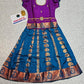 Kids pattu pavadai with purple top and blue emboss skirt – Sri Thulir Tex