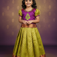 Kids pattu pavadai with purple top and green bridal silk skirt – Sri Thulir Tex