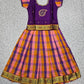 Kids purple top with pink orange purple Palum Palam checked skirt pattu pavadai – Sri Thulir Tex