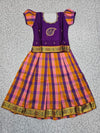 Kids purple top with pink orange purple Palum Palam checked skirt pattu pavadai – Sri Thulir Tex