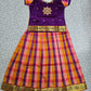 Kids purple semi-silk top with pink orange checked Palum Palam skirt pattu pavadai – Sri Thulir Tex