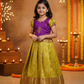 Kids pattu pavadai set with purple top and yellow bridal silk skirt by Sri Thulir Tex