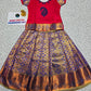 Kids red semi silk top with blue bridal silk skirt pattu pavadai – Sri Thulir Tex