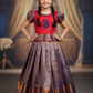 Kids red semi silk top with blue bridal silk skirt pattu pavadai – Sri Thulir Tex