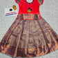 Kids red semi silk top with purple bridal silk zari skirt – Pattu Pavadai Set – Sri Thulir Tex