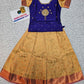 Little girl wearing royal blue and golden pattu pavadai set with puff sleeves and zari silk skirt – Sri Thulir Tex
