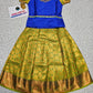 Kids Royal Blue Top with Green Bridal Silk Pattu Pavadai Set