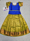 Kids Royal Blue Top with Green Bridal Silk Pattu Pavadai Set